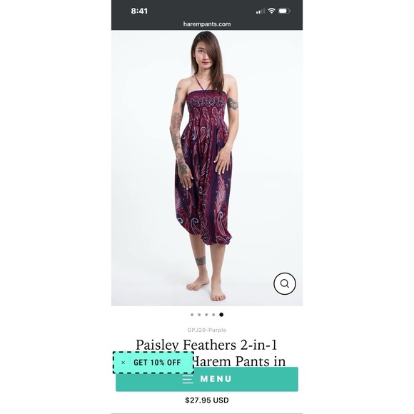 Peacock Paisley 2-in-1 Jumpsuit Harem Pants in Pink Convertible Aladdin Festival - Picture 3 of 8